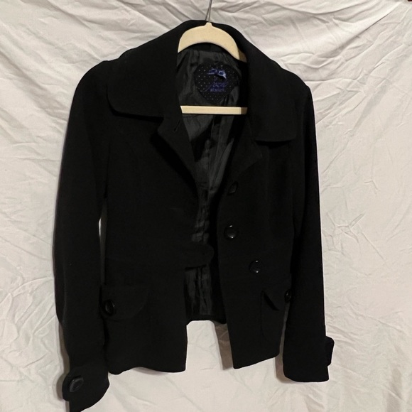 Sz S Jack by BB Dakota hip length black jacket pea coat - Picture 6 of 10